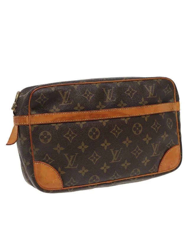 Monogram Canvas Clutch Bag with Zipper Closure