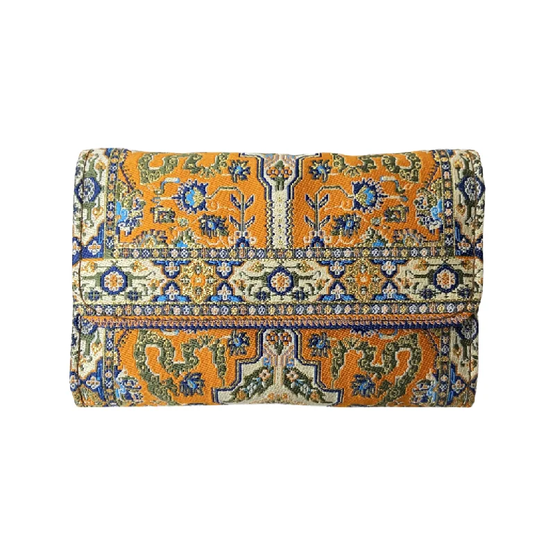 Orange Turkish Clutch - Carpet Pattern Wallet - Embroidered wallet