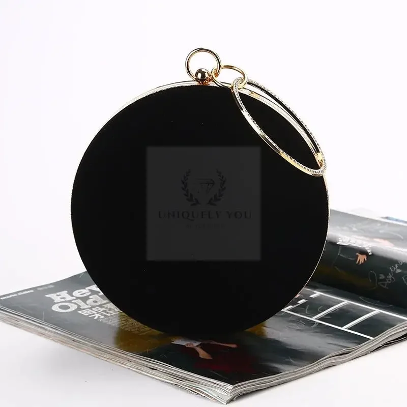 Handbag For Fashion Velour Flat Circle Clutch