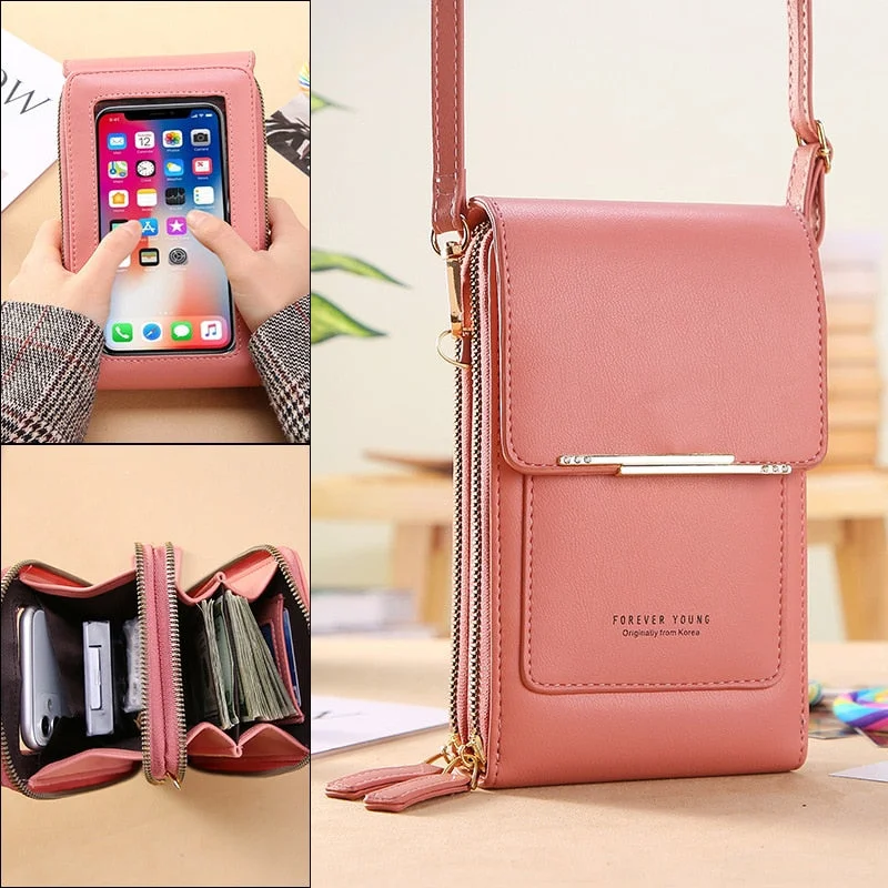 Women Bags Soft Leather Wallets Touch Screen Cell Phone Purse Crossbody Shoulder Strap Handbag for Female Cheap Women's Bags