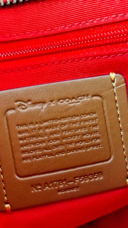 Luxurious But Budget-Friendly Bags Disney X Coach Patricia Saddle Bag with Motocycle Mickey Mouse in Red Smooth Leather Crossbody Bag - Coach F59359