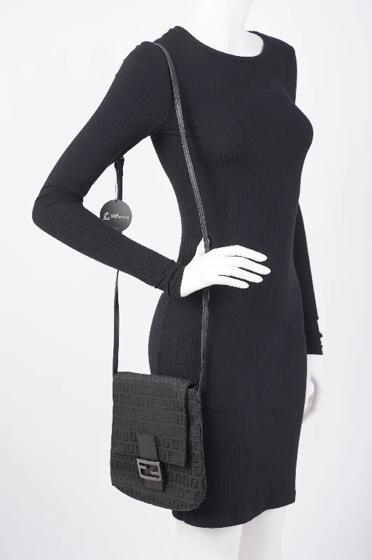 Professional Bags With Office Discounts Fendi Zucchino Crossbody Black Canvas