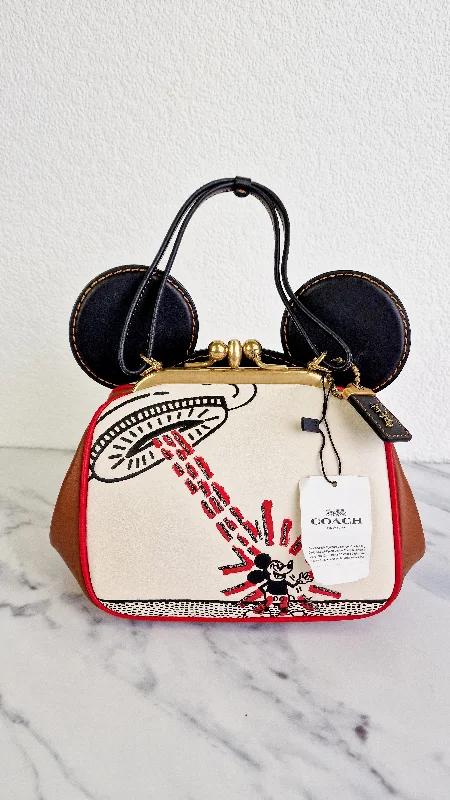 Elegant And On-Sale Evening Bags Disney x Coach x Keith Haring Mickey Mouse Kisslock Bag in Smooth Leather With Mickey Mouse and Spaceship Pop Art - Crossbody Bag Handbag - Coach 4719