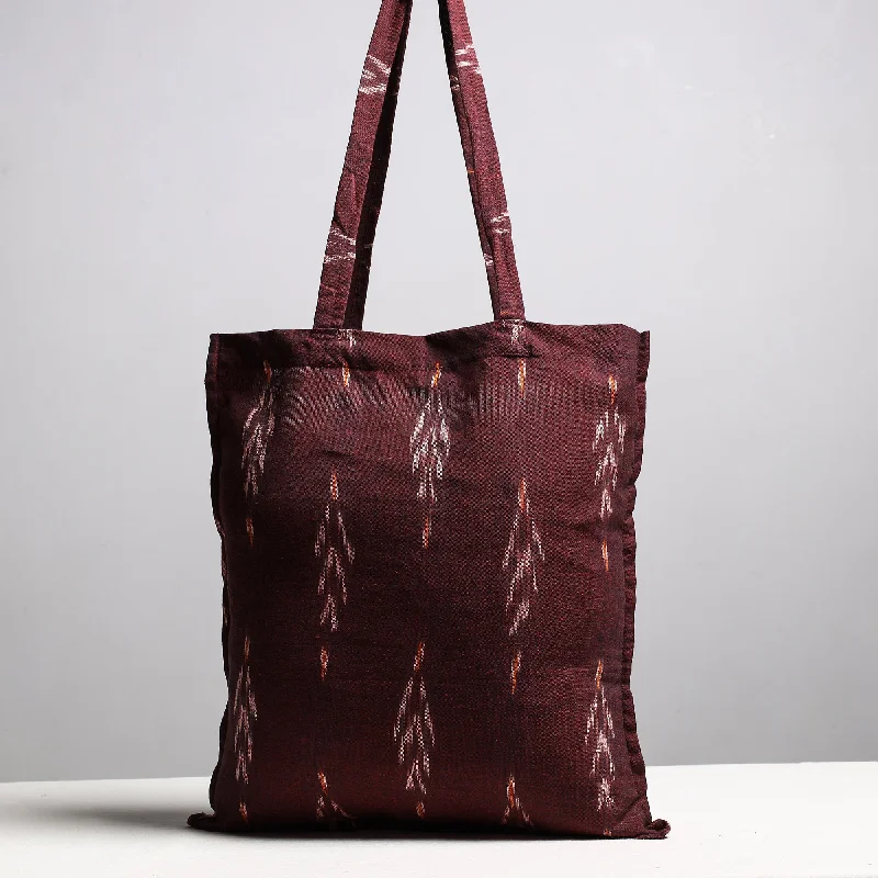 Maroon - Handcrafted Pochampally Ikat Weave Cotton Jhola Bag