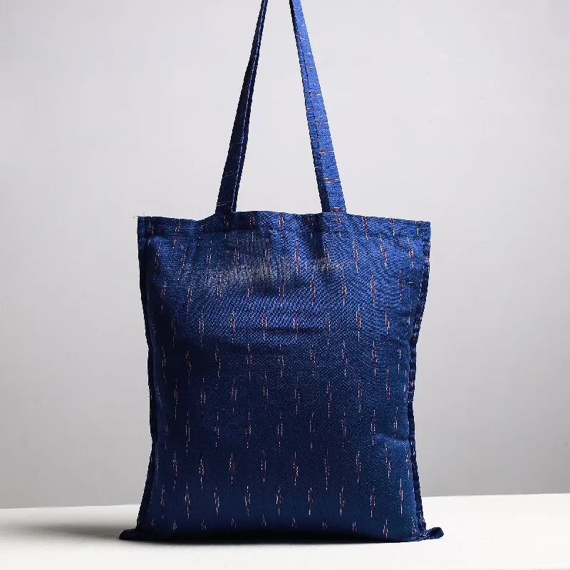 Blue - Handcrafted Pochampally Ikat Weave Cotton Jhola Bag