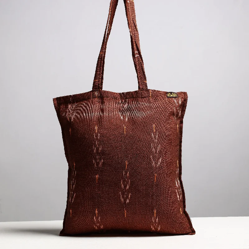 Brown - Handcrafted Pochampally Ikat Weave Cotton Jhola Bag