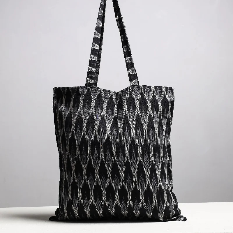 Black - Handcrafted Pochampally Ikat Weave Cotton Jhola Bag