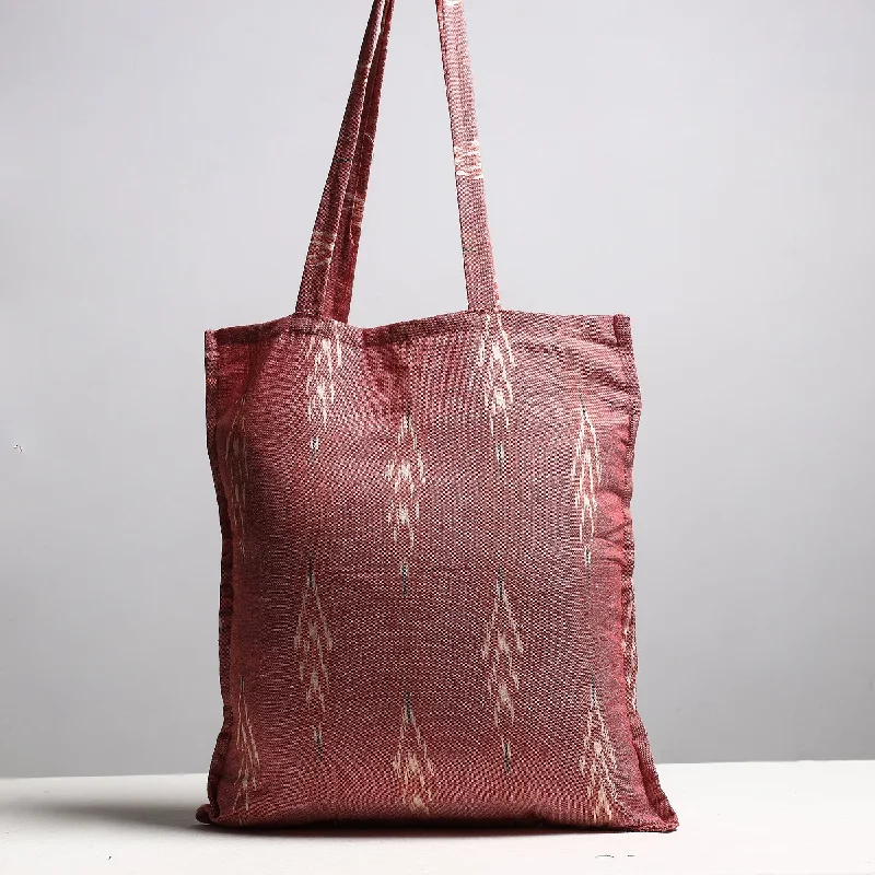 Peach - Handcrafted Pochampally Ikat Weave Cotton Jhola Bag