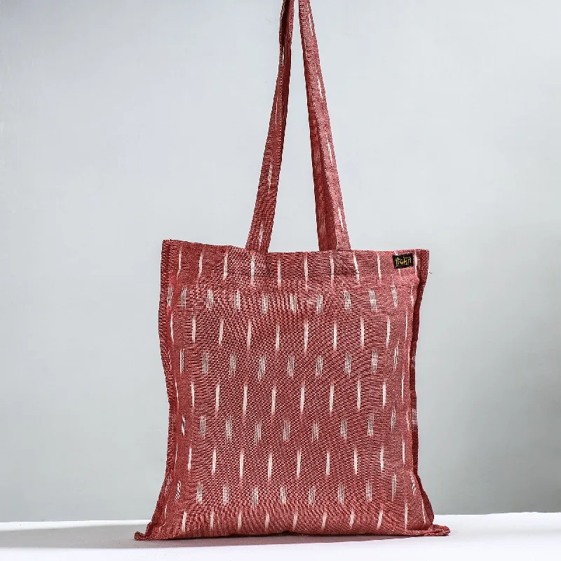 Maroon - Handcrafted Pochampally Ikat Weave Cotton Jhola Bag