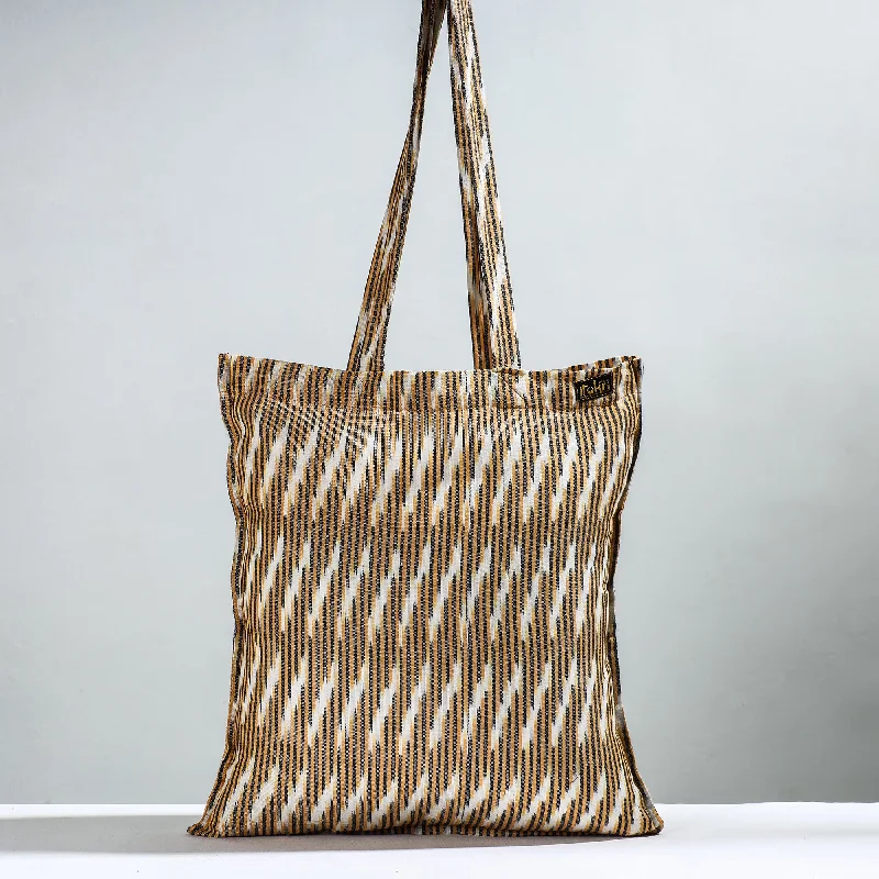 Brown - Handcrafted Pochampally Ikat Weave Cotton Jhola Bag