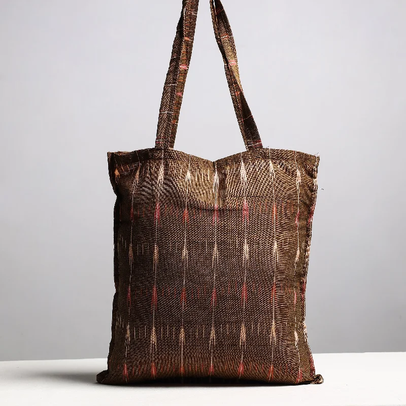 Brown - Handcrafted Pochampally Ikat Weave Cotton Jhola Bag