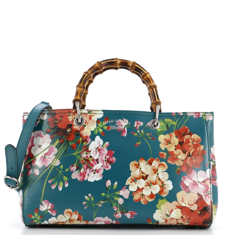 Bags For Personalized Gifts Bamboo Shopper Tote Blooms Print Leather Medium