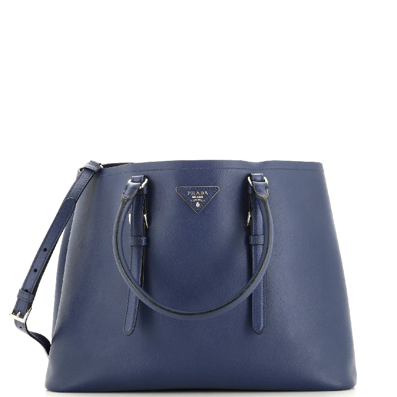 Luxury Bags Belted Strap Cuir Double Tote Saffiano Leather Medium