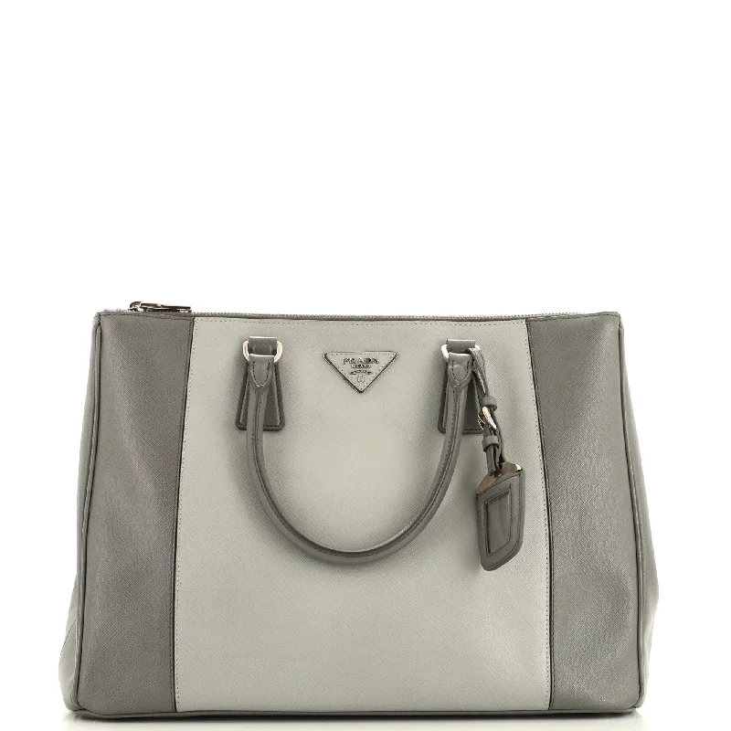 Customizable Bags For Personalized Style Bicolor Double Zip Lux Tote Saffiano Leather Medium