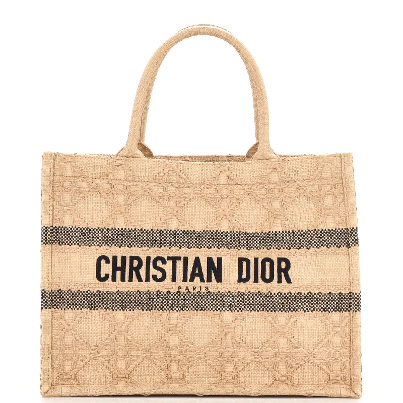 Fashion Sale Book Tote Cannage Embroidered Raffia Medium