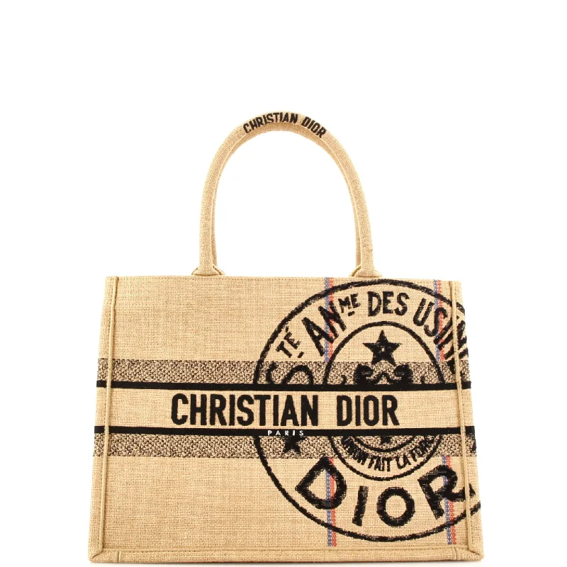 Vintage-Inspired Book Tote Embroidered Raffia Medium