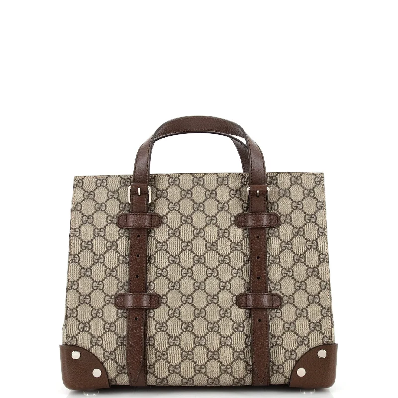 Discover Now Buckle Travel Tote GG Coated Canvas with Leather Medium