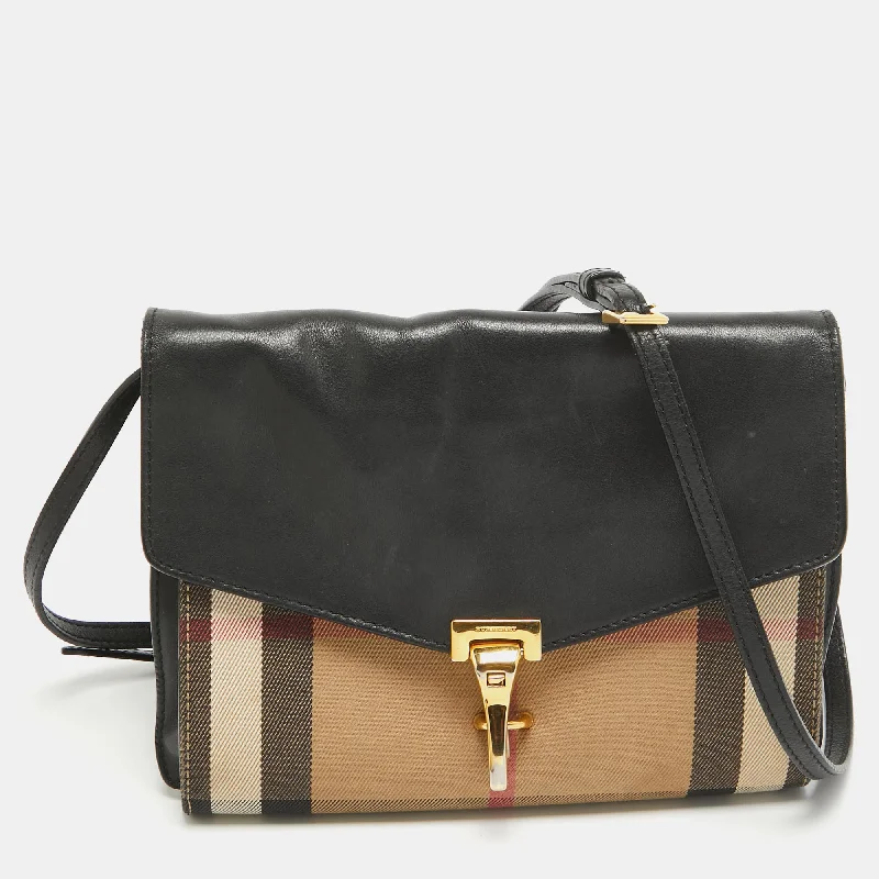 Affordable Bags For Budget Shoppers Burberry Black/beige House Check Fabric And Leather Small Macken Crossbody Bag