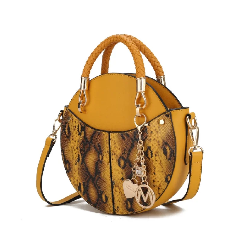 Black Friday And Cyber Monday Bag Deals Camille Faux Snakeskin Vegan Leather Women’s Round Crossbody Bag by Mia K