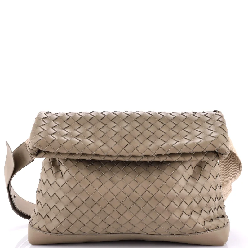 Lightweight And Affordable Bags Classic Fold Over Messenger Bag Intrecciato Leather Large