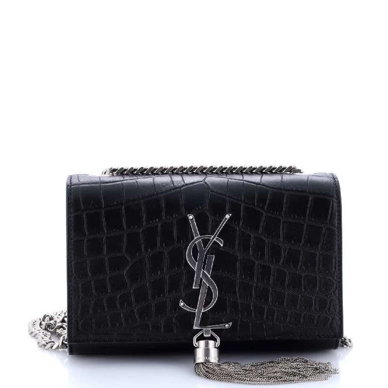 Bag Deals Classic Monogram Tassel Crossbody Bag Crocodile Embossed Leather Small