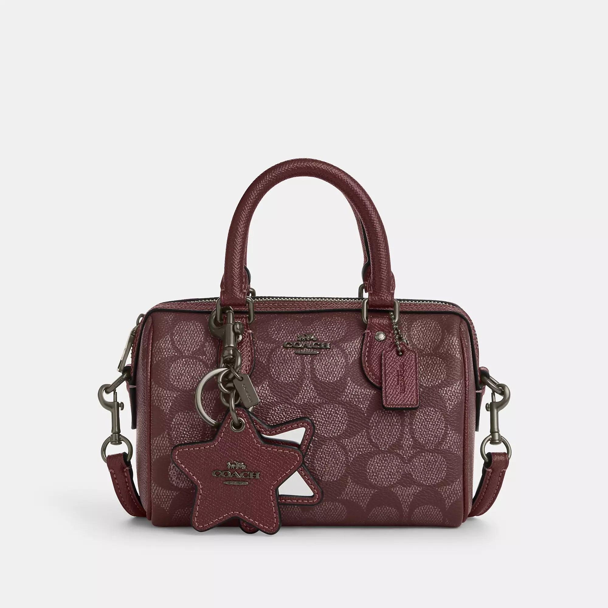 Elegant Bags For Formal Events And Luxury Occasions Coach Outlet Boxed Mini Rowan Crossbody Bag And Mirror Bag Charm Set In Signature Canvas