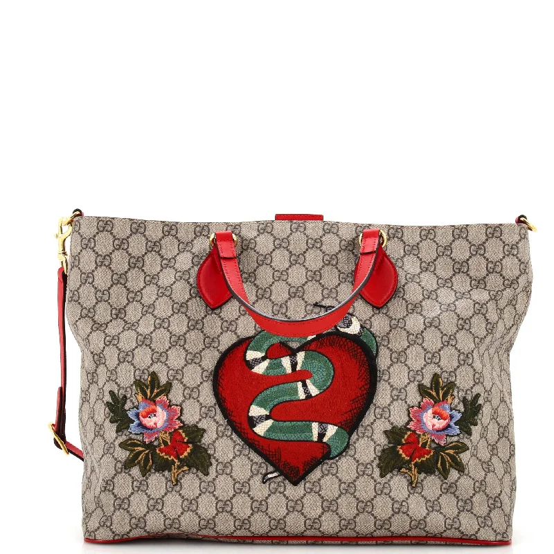 Premium Style Convertible Soft Tote Embroidered GG Coated Canvas Medium