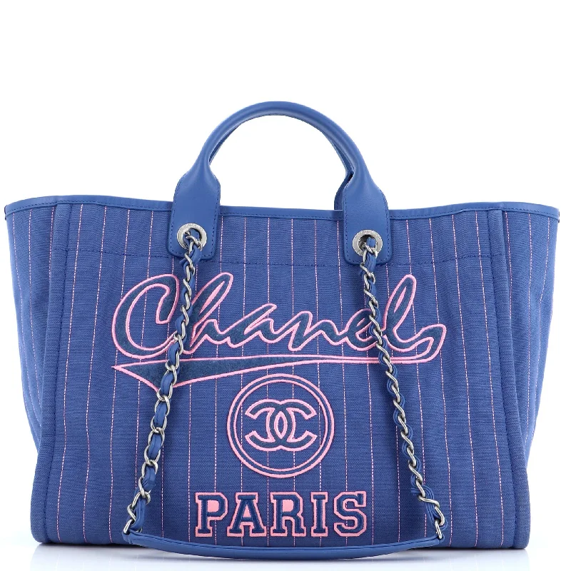 Timeless Elegance Redefined Deauville Tote Pinstripe Cotton Medium