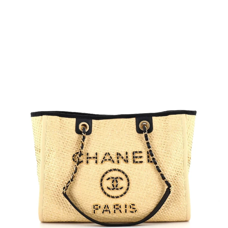 Bags For Playful And Chic Styles Deauville Tote Straw with Chain Detail Small