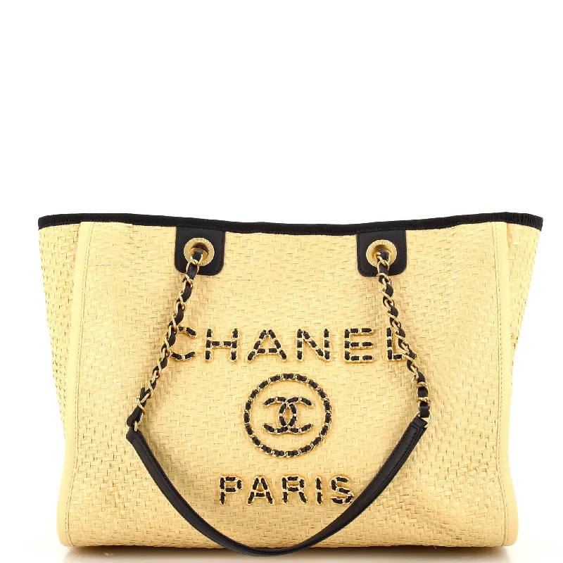 New Arrivals Deauville Tote Straw with Chain Detail Small