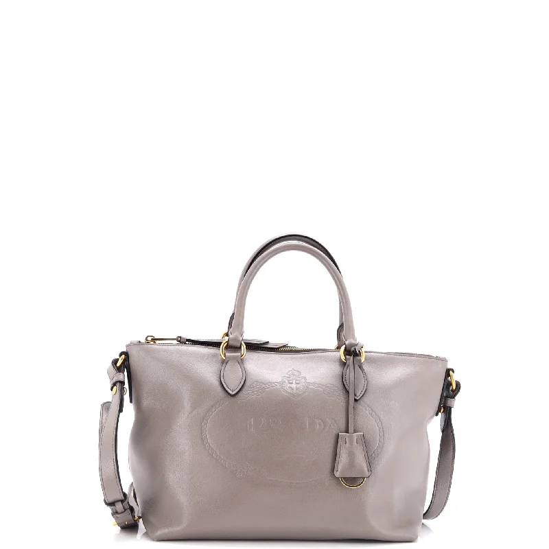 Exclusive Fashion Deals Embossed Logo Convertible Tote Glace Calf Small