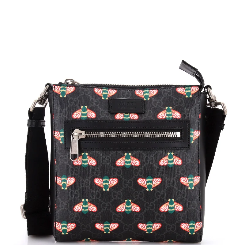 Affordable Handbags Front Zip Messenger Bestiary Bee Print GG Coated Canvas Small