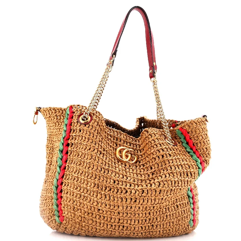 Sophisticated Style Offers GG Marmont Chain Tote Raffia Large