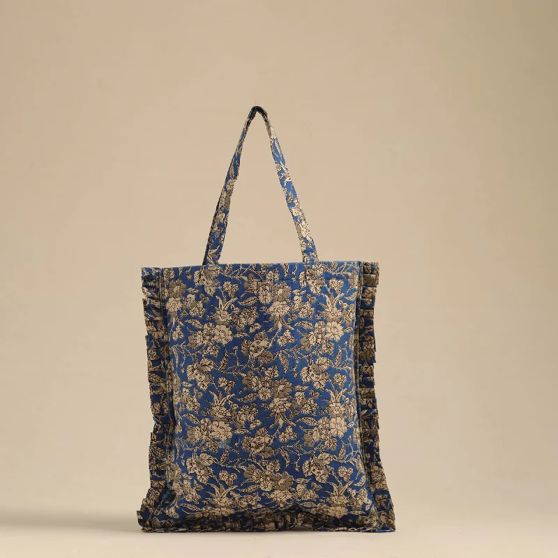 Blue - Handcrafted Cotton Frill Jhola Bag 36