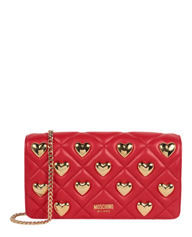 Heart Studs Quilted Shoulder Bag