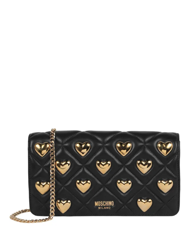 Heart Studs Quilted Shoulder Bag