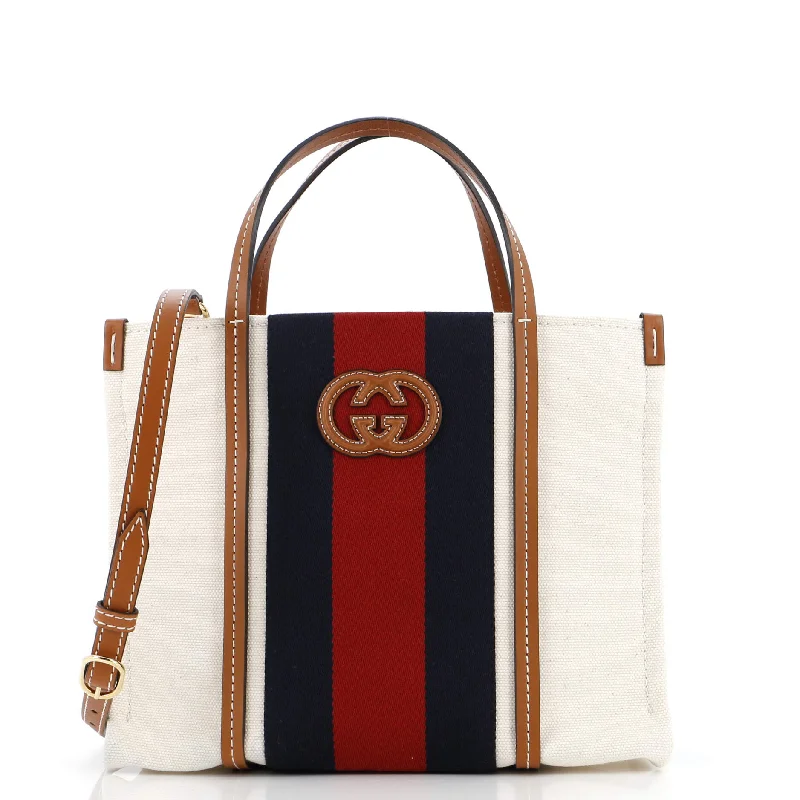 Hot Sale Interlocking G Web Tote Canvas Small