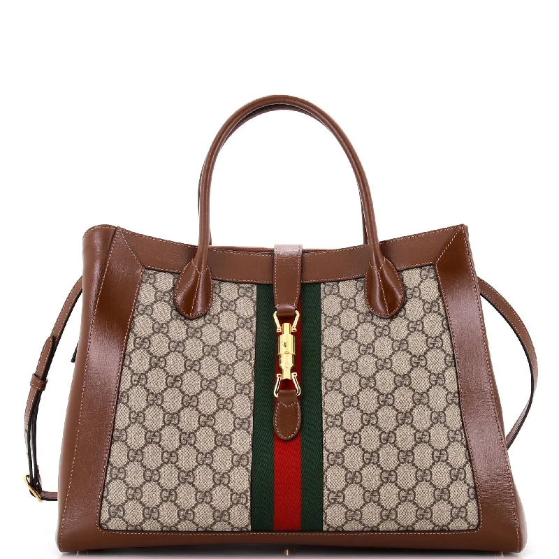 Flash Sale Now Jackie 1961 Web Tote GG Canvas and Leather Large