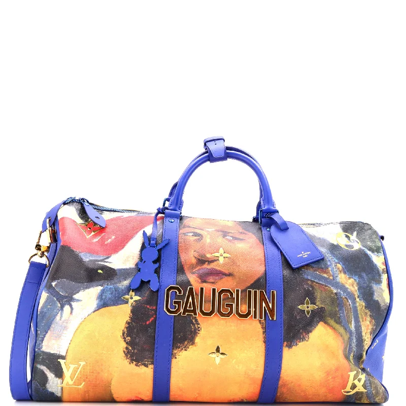 Daring Fashion Promotions Keepall Bandouliere Bag Limited Edition Jeff Koons Gauguin Print Canvas 50
