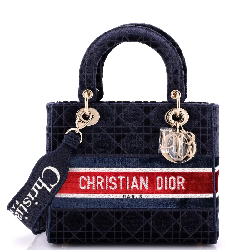Seasonal Fashion Lady D-Lite Bag Cannage Embroidered Velvet Medium