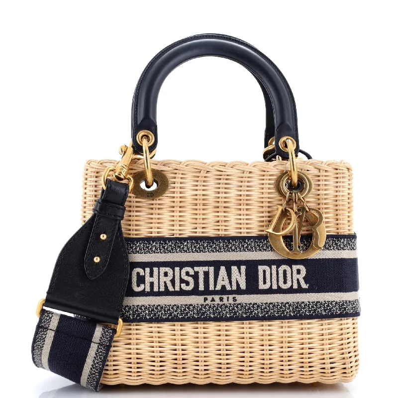 High-Quality Bags Lady Dior Bag Wicker and Oblique Canvas Medium