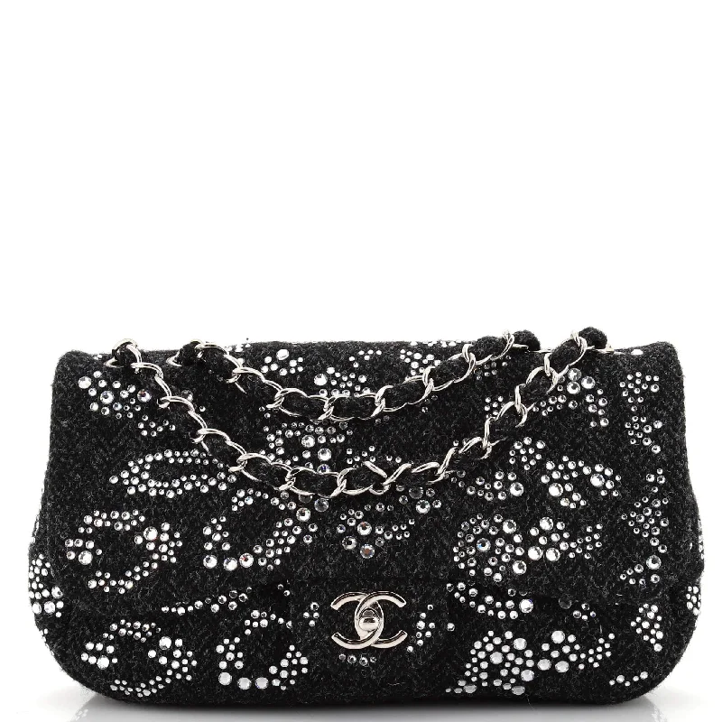 Holiday Glam Leopard CC Flap Bag Crystal Embellished Tweed Jumbo