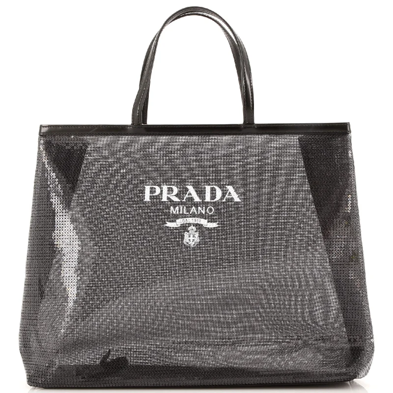 Summer Deals Logo Open Tote Sequined Mesh Large