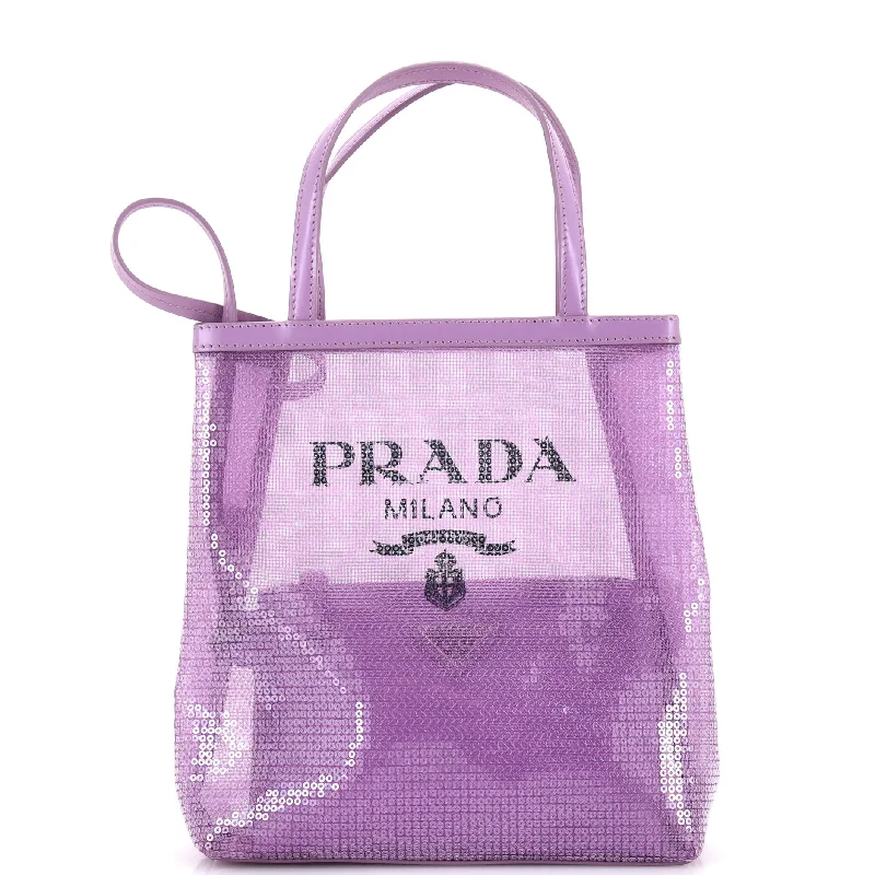 New Year Party Bag For Celebrations Logo Open Tote Sequined Mesh Small