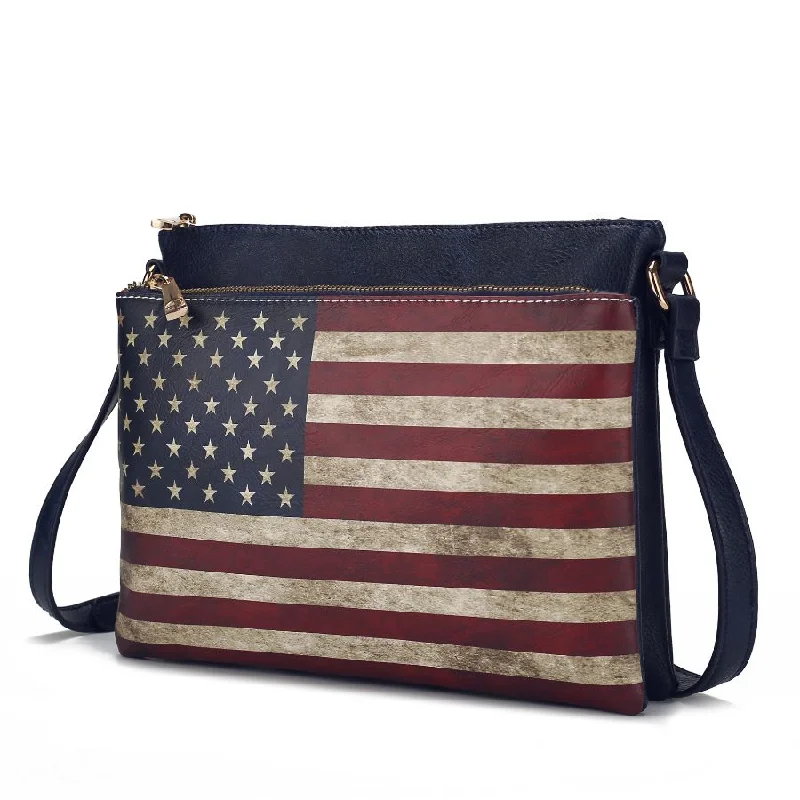 Party Bags For New Year's Eve And Special Occasions Madeline Printed Flag Vegan Leather Women’s Crossbody Bag