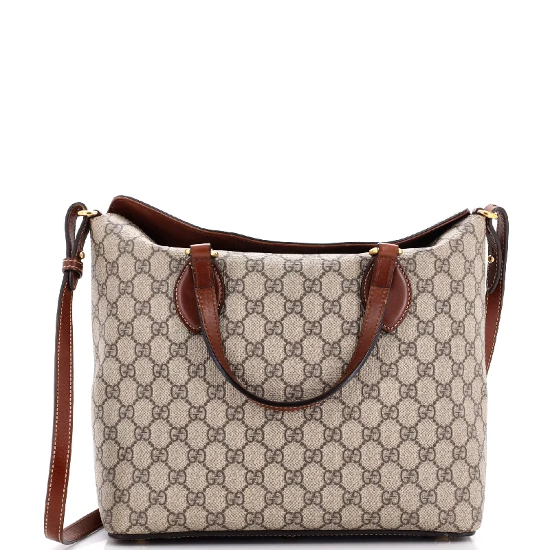 Summer Deals Signature Fold Over Tote GG Coated Canvas Medium