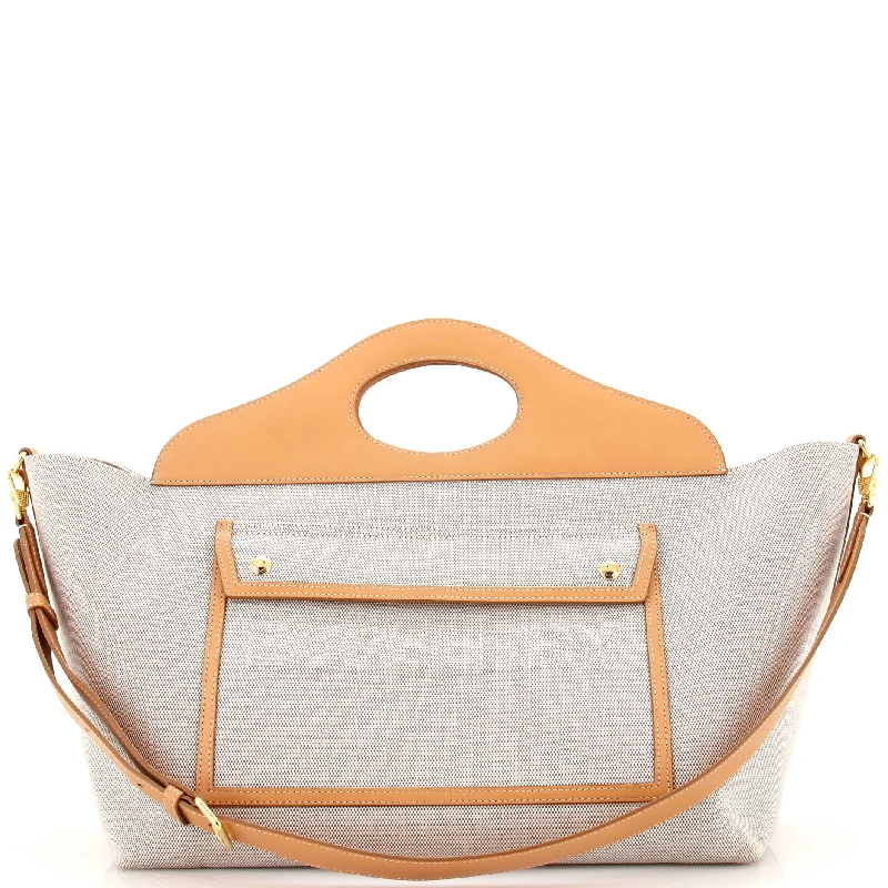 Hot Brand Discounts Soft Pocket Tote Canvas with Leather Medium