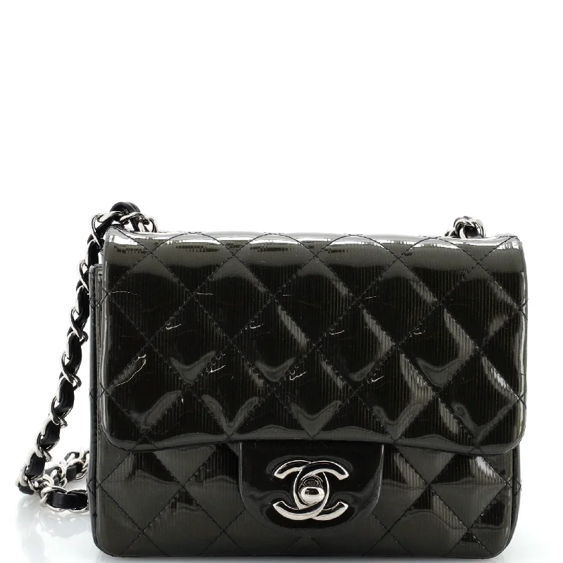 Inspired Bags For High-End Fashion Square Classic Single Flap Bag Quilted Striated Metallic Patent Mini