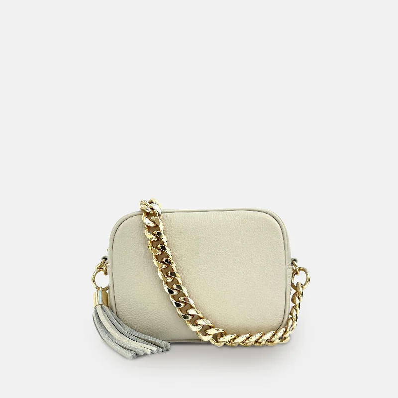 Affordable Bags For Budget Shoppers Stone Leather Crossbody Bag With Gold Chain Strap