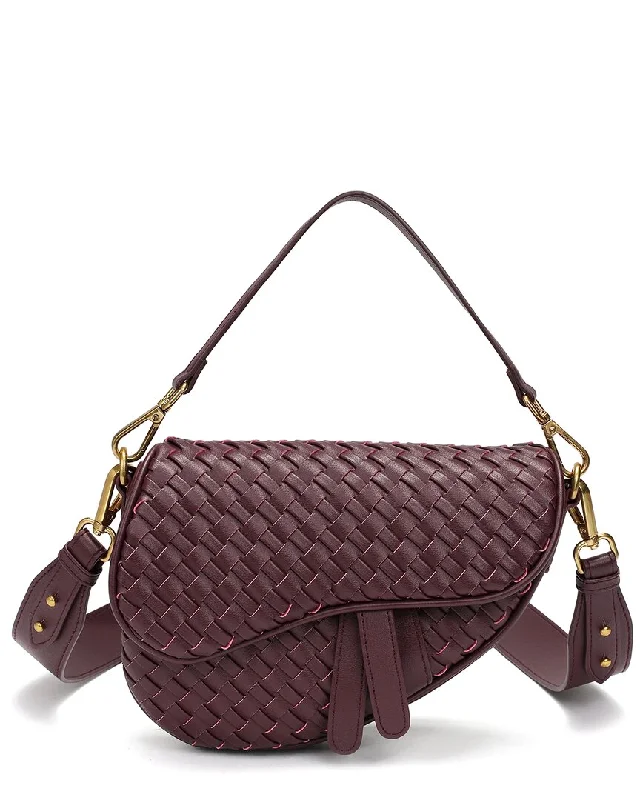 Discounted Designer Bags For Clearance Events Tiffany & Fred Paris Hand-Woven Leather Saddle Bag